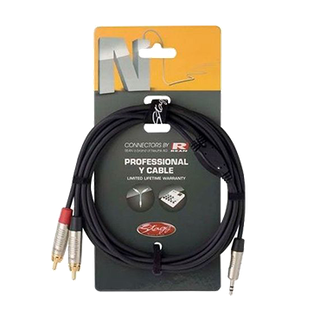 Stagg NYC6-MPS2CMR Y-kabel DeLuxe 3,5mm jack M naar RCA M 6m