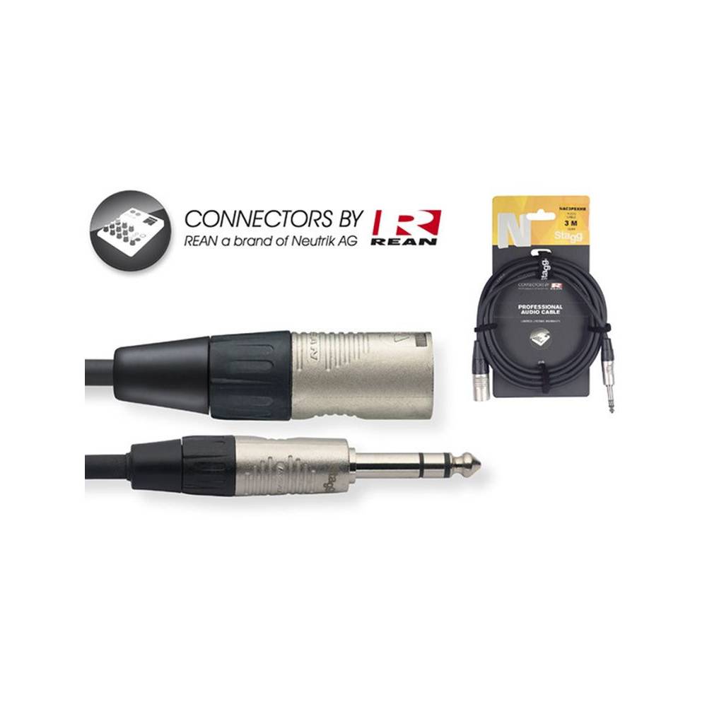 Stagg NAC1PSXMR XLR male - stereo jack 6.3 mm male 1 meter
