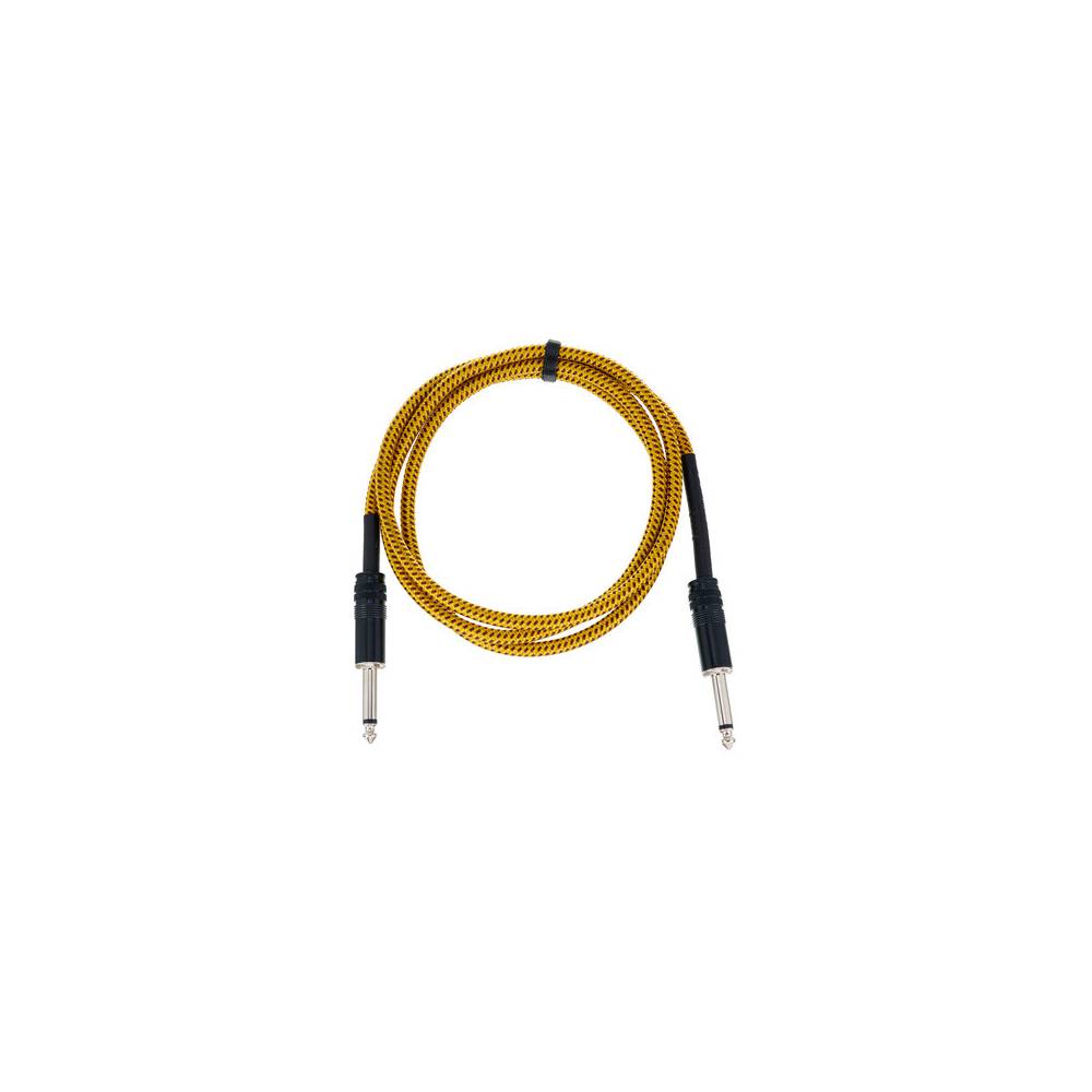 Cordial EI1.5PP-TWEED-YE Elements instrumentkabel 6.3 TS jack recht 1.5m tweed geel