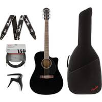 Fender CD-60SCE Black elektrisch-akoestische westerngitaar + gigbag + accessoires