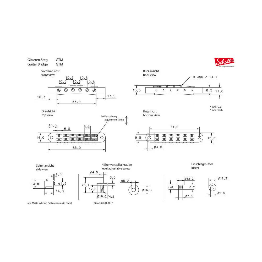 Schaller GTM NI Guitar Bridge Nickel