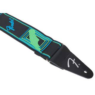 Fender Neon Monogrammed Strap gitaarband groen/blauw