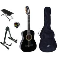 LaPaz 002 BK klassieke gitaar 3/4-formaat zwart + accessoires