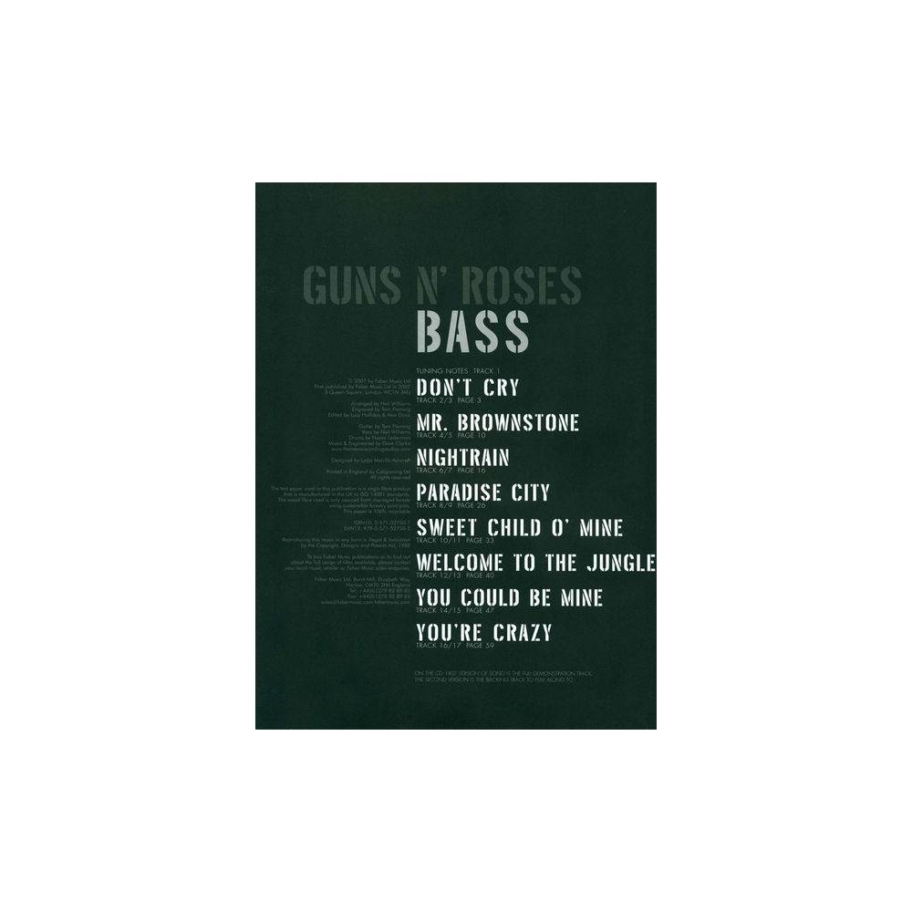Hal Leonard Authentic Playalong Guns N Roses Bass Guitar