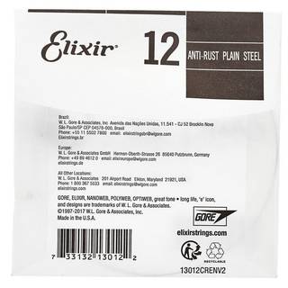 Elixir 13012 Anti-Rust Plain Steel .012 losse snaar