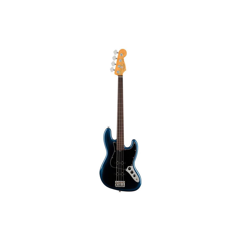 Fender American Professional II Jazz Bass FL Dark Night RW fretloze elektrische basgitaar met koffer