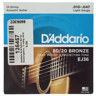 D'Addario EJ36 Bronze Acoustic Guitar 12-Strings Light 10-47