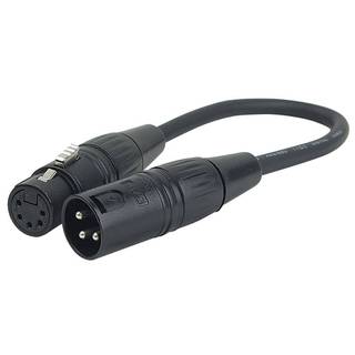 DAP FLA37 3P XLR male naar 5P XLR female DMX verloop 25cm