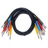 Hosa TTS-845, Balanced Patch Cables, TT TRS to Same - Pack of 8 dif colors - 45 cm, Bantam