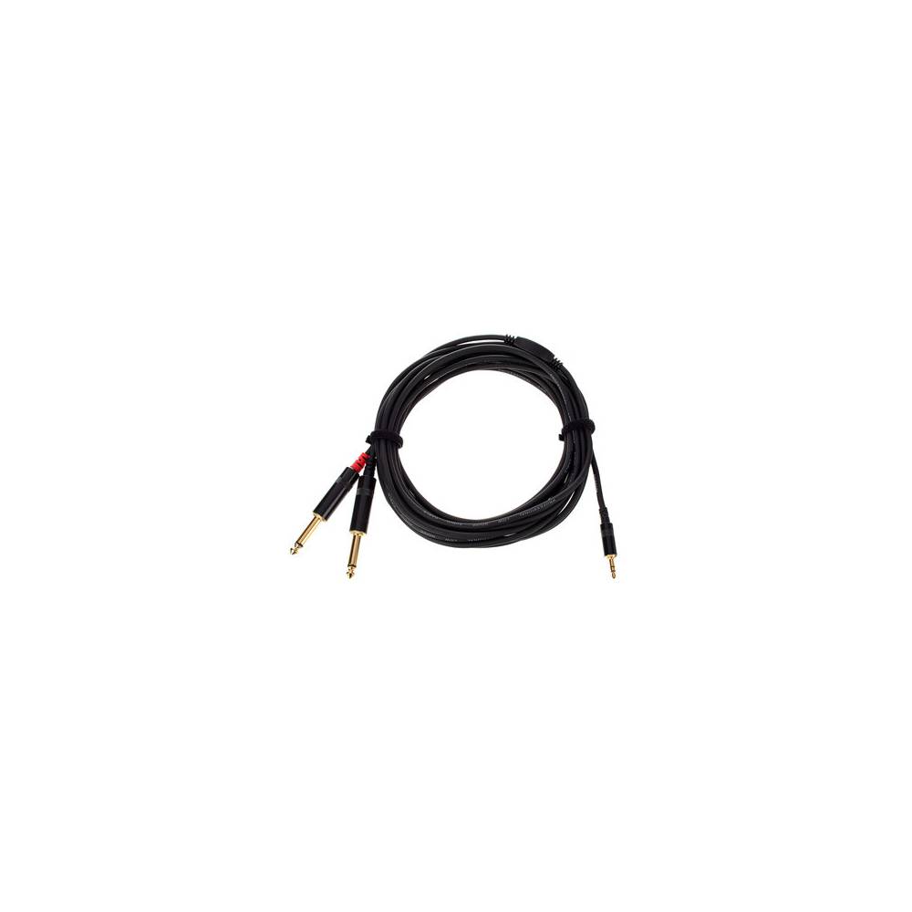 Cordial CFY6WPP Intro verloopkabel 3.5mm TRS jack-2x 6.3mm TS jack 6m zwart