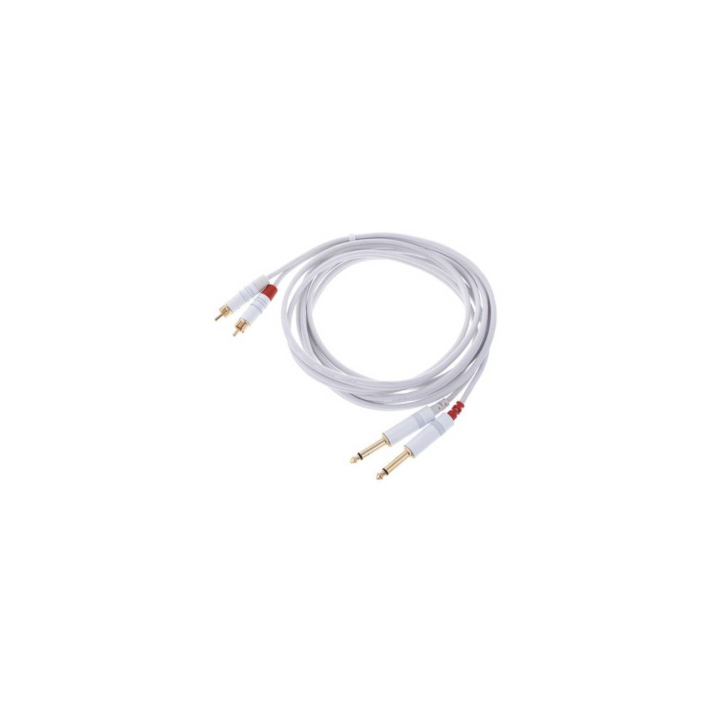 Cordial CFU3PC-SNOW Intro verloopkabel 2x 6.3 TS jack - 2x RCA 3m wit
