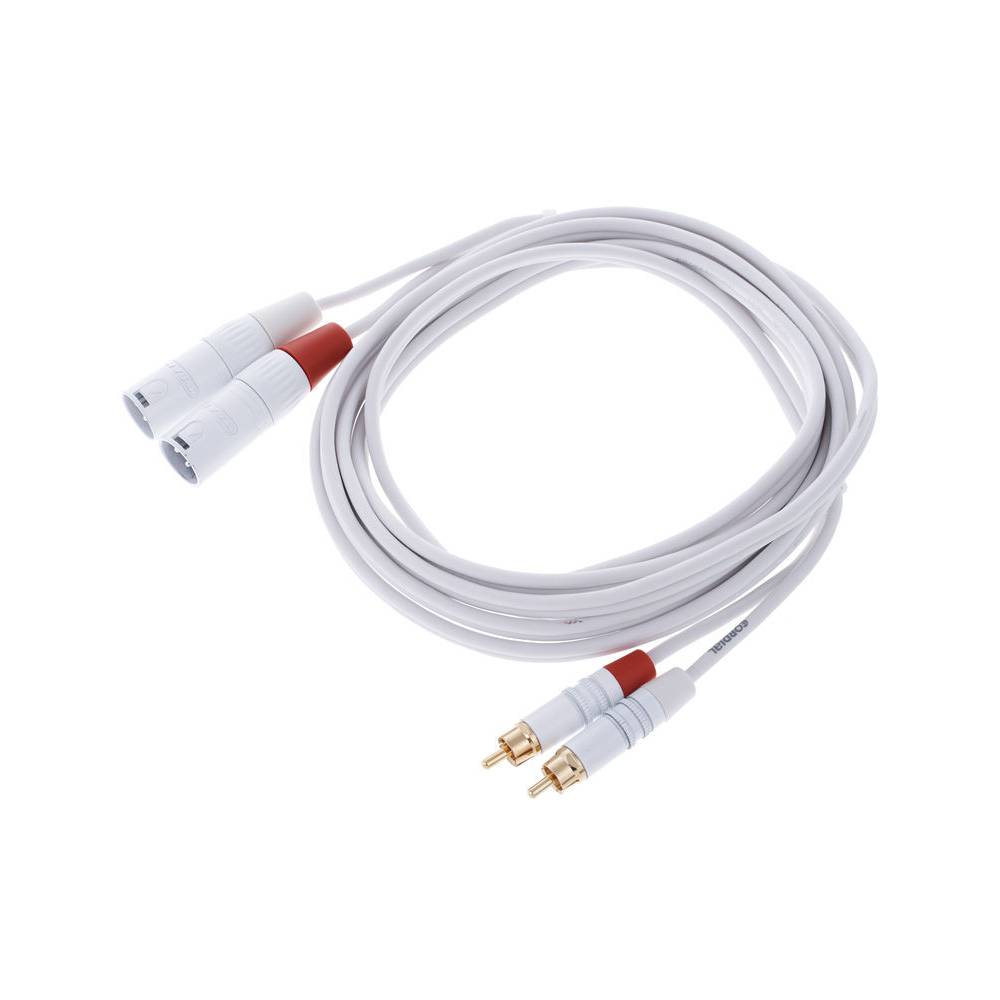 Cordial CFU3MC-SNOW Intro verloopkabel 2x XLR male - 2x RCA male 3m wit