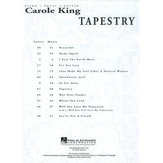 Hal Leonard Carole King Tapestry