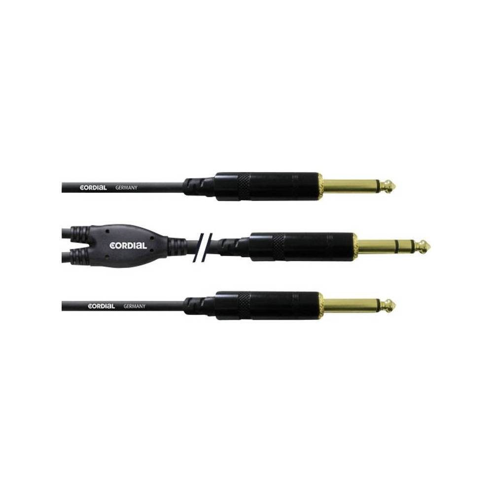 Cordial CFY0.9VPP Intro verloopkabel jack 6.3mm TRS -2x 6.3mm TS 0.9m zwart