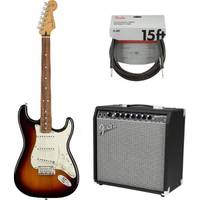 Fender Player Stratocaster Sunburst PF + versterker + instrumentkabel