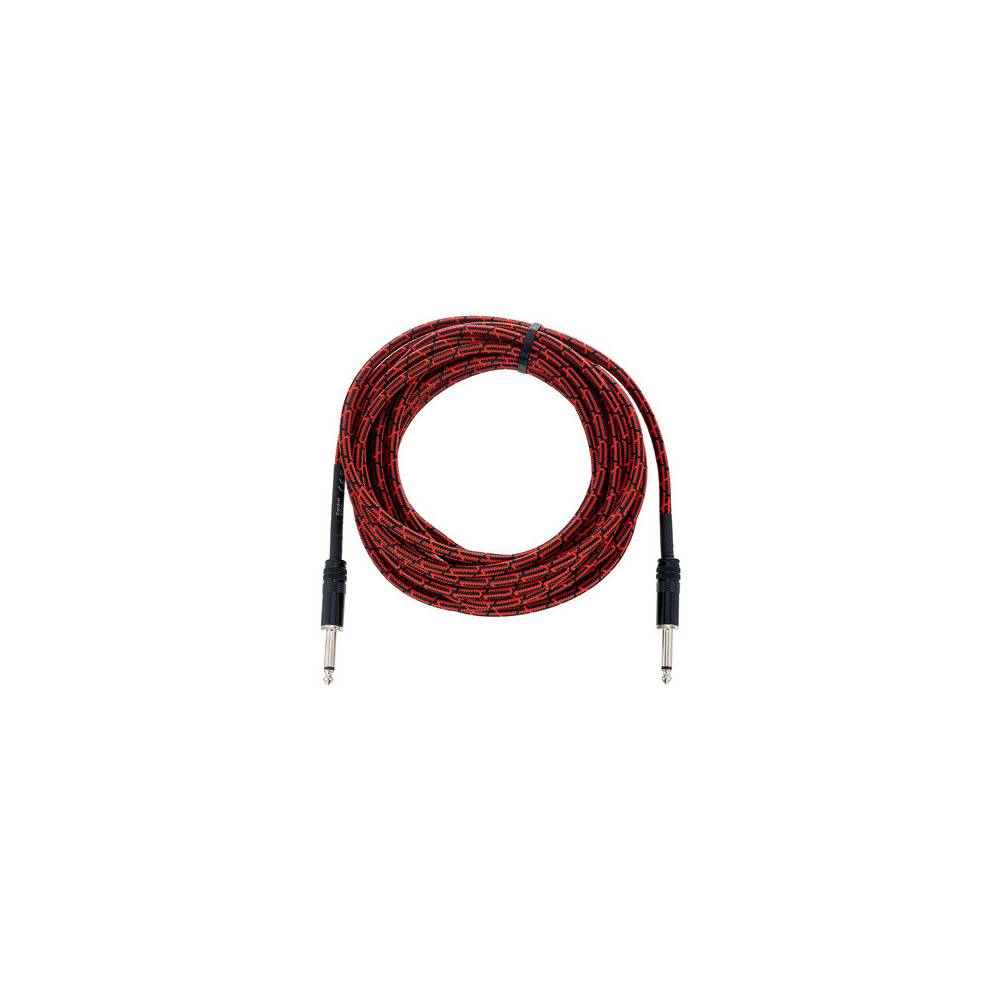 Cordial EI7.5PP-TWEED-RD Elements instrumentkabel 6.3 TS jack recht 7.5m tweed rood