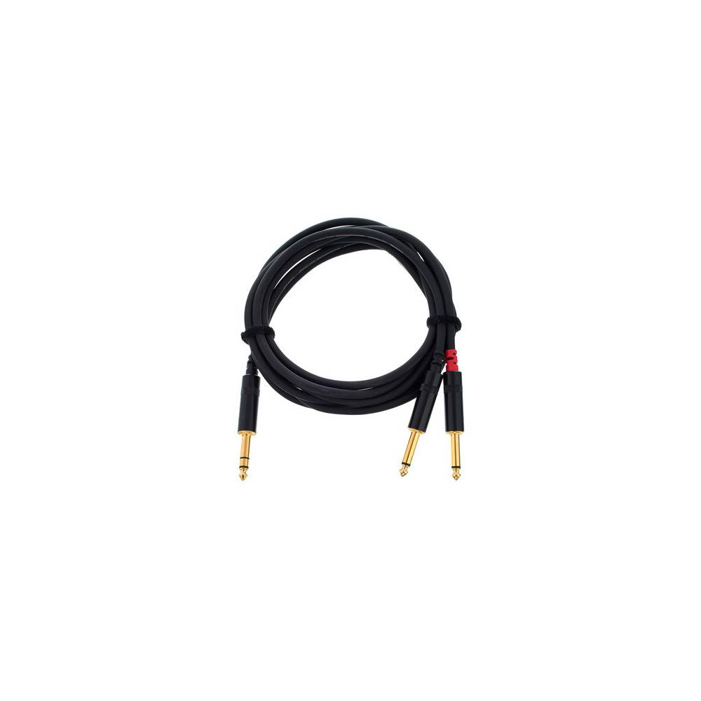 Cordial CFY1.5VPP-LONG Intro verloopkabel jack 6.3mm TRS -2x 6.3mm TS 1.5m zwart