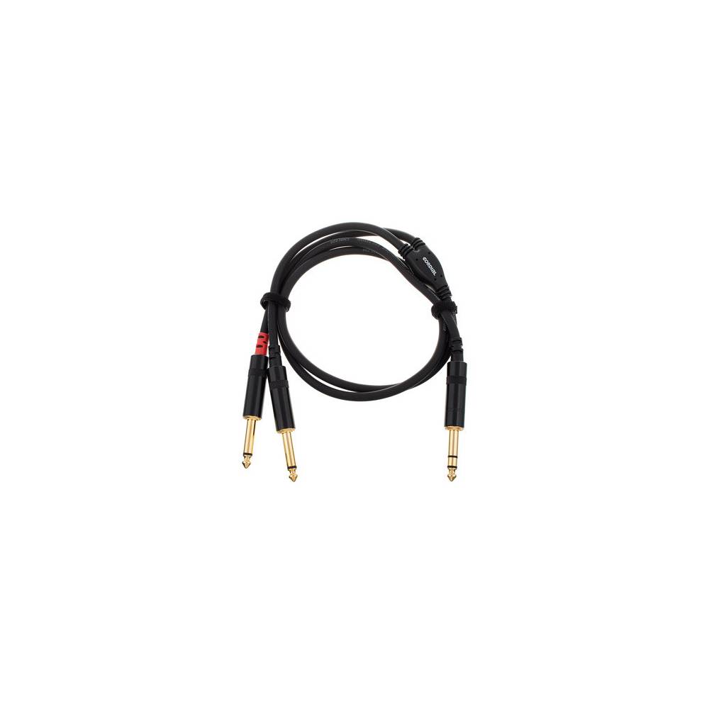 Cordial CFY0.9VPP Intro verloopkabel jack 6.3mm TRS -2x 6.3mm TS 0.9m zwart