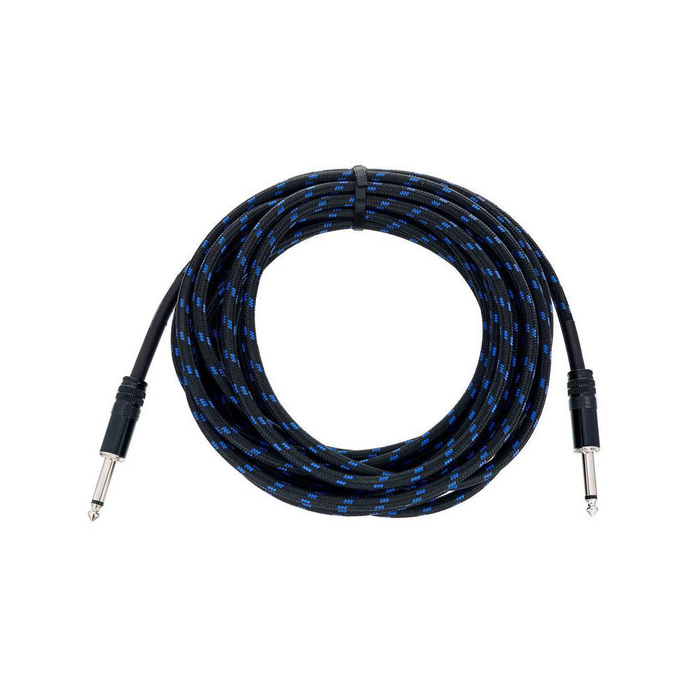 Cordial EI7.5PP-TWEED-BL Elements instrumentkabel 6.3 TS jack recht 7.5m tweed blauw