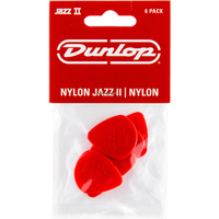 Dunlop Jazz II Nylon 1.18mm 6-pack plectrumset rood