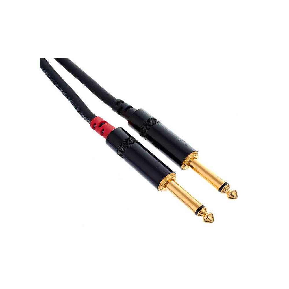 Cordial CFY1.5VPP-LONG Intro verloopkabel jack 6.3mm TRS -2x 6.3mm TS 1.5m zwart