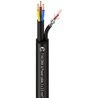 Adam Hall 7140 stroom- & DMX-combikabel per meter 3x 2,5mm + 2x 0,22mm
