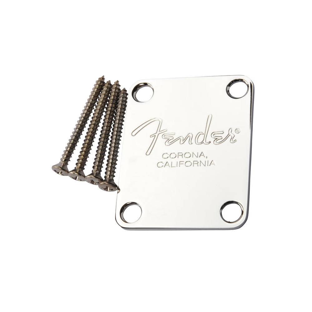 Fender neck plate Corona 4-bolt voor basgitaar chroom