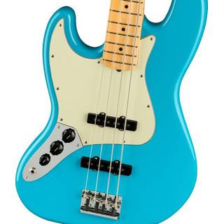 Fender American Professional II Jazz Bass LH Miami Blue MN linkshandige elektrische basgitaar met koffer