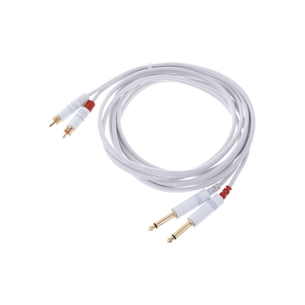 Cordial CFU3PC-SNOW Intro verloopkabel 2x 6.3 TS jack - 2x RCA 3m wit
