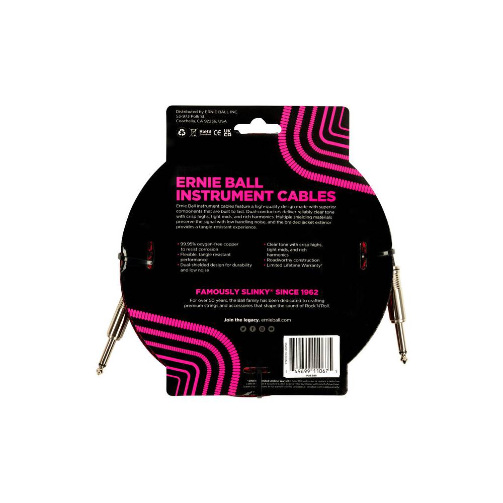 Ernie Ball 578900 braided instrument cable paars 7.6m