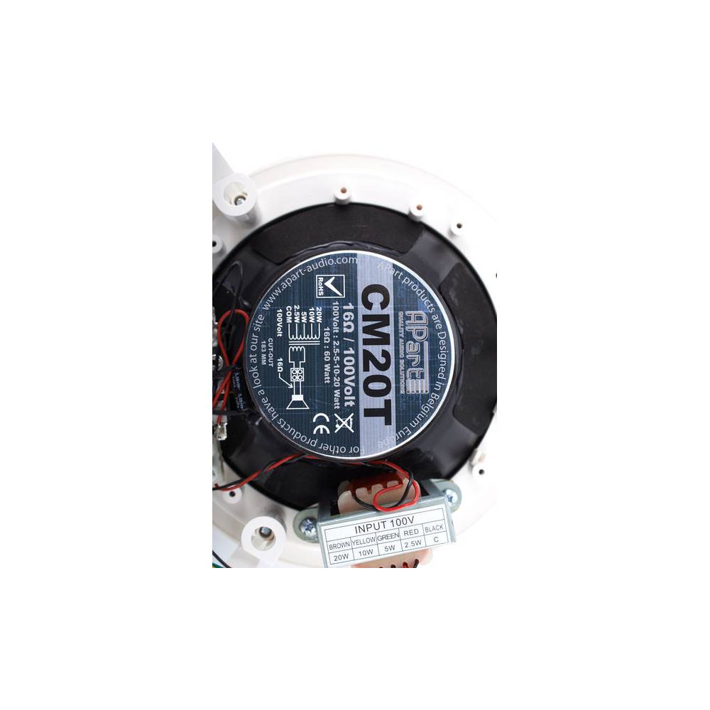 Apart CM20T 100 Volt 20W 6,5 inch plafondluidspreker wit