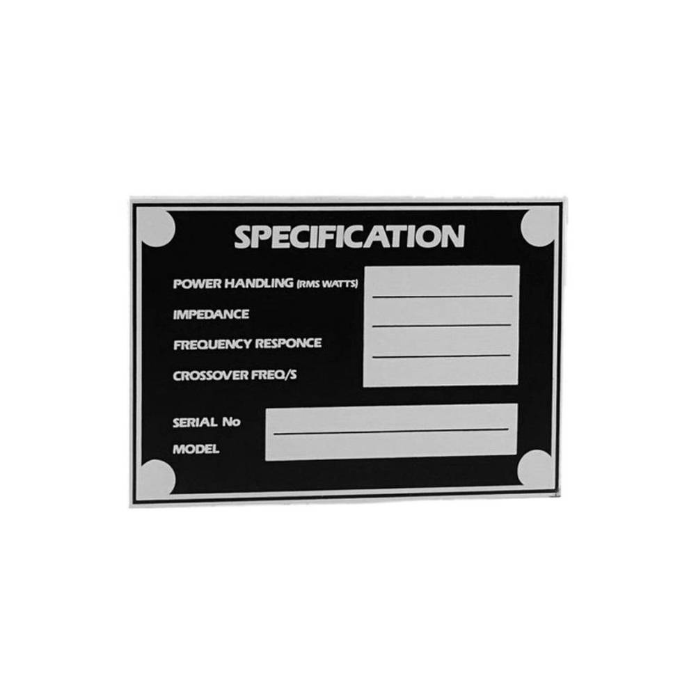 Adam Hall 5800 Luidspreker specificatie plaatje zelfklevend