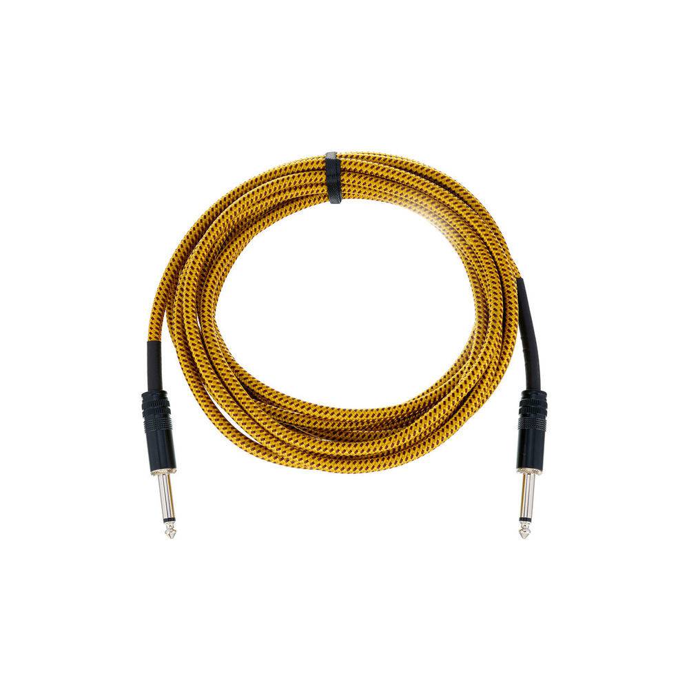 Cordial EI5PP-TWEED-YE Elements instrumentkabel 6.3 TS jack recht 5m tweed geel
