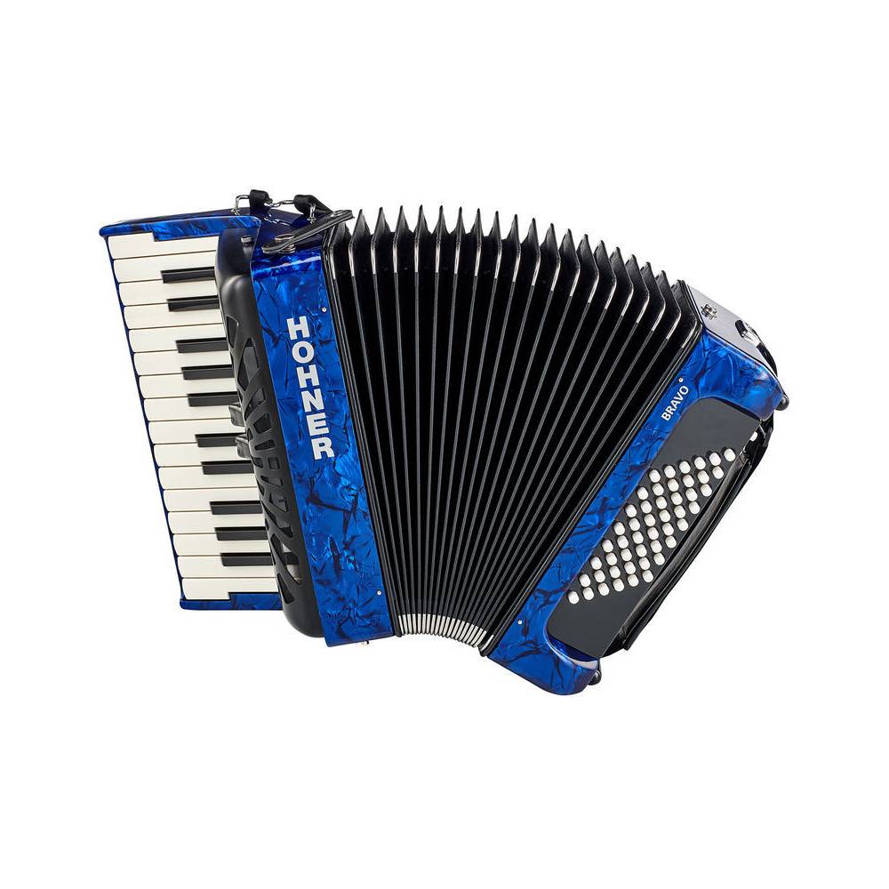 Hohner Bravo II 48 Blauw, Silent Key accordeon