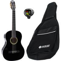 LaPaz 002 BK klassieke gitaar 4/4-formaat zwart + gigbag + stemapparaat