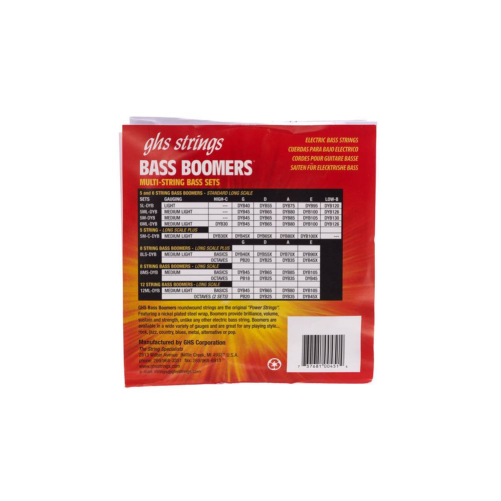 GHS 5M-DYB Bass Boomers Medium snarenset voor 5-snarige bas