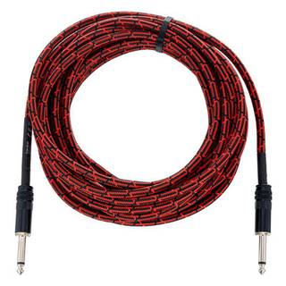 Cordial EI7.5PP-TWEED-RD Elements instrumentkabel 6.3 TS jack recht 7.5m tweed rood