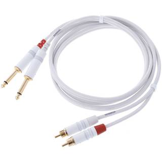 Cordial CFU1.5PC-SNOW Intro verloopkabel 2x 6.3 TS jack - 2x RCA 1.5m wit