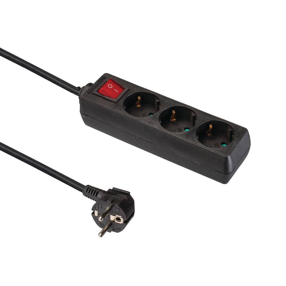 Valueline stekkerblok 3-weg schuko zwart