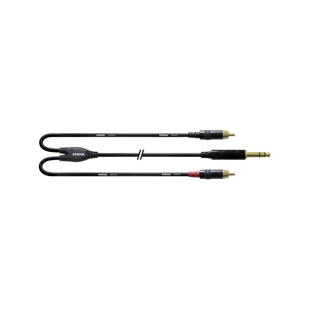 Cordial CFY3VCC Intro verloopkabel 1x 6.3mm TRS jack - 2x RCA 3m zwart