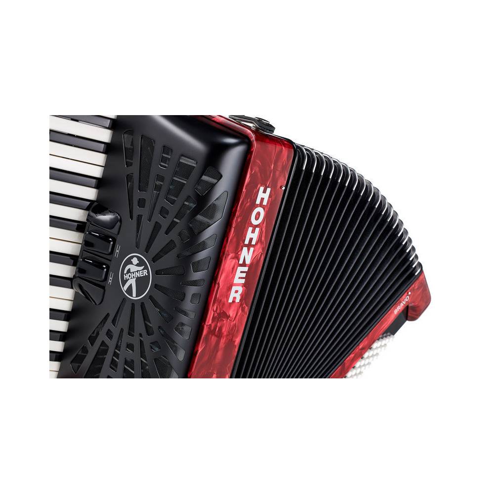 Hohner Bravo II 48 Rood, Silent Key accordeon