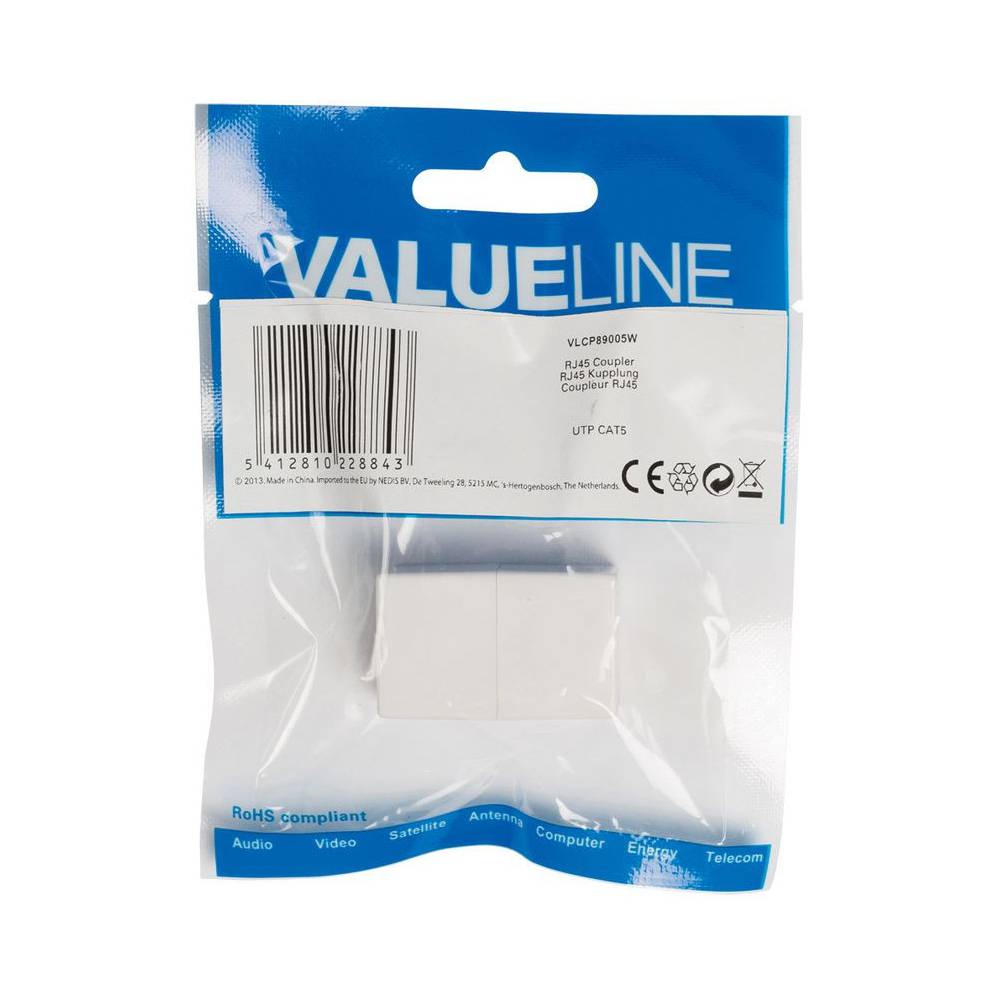 Valueline VLCP89005W RJ45 koppelstuk