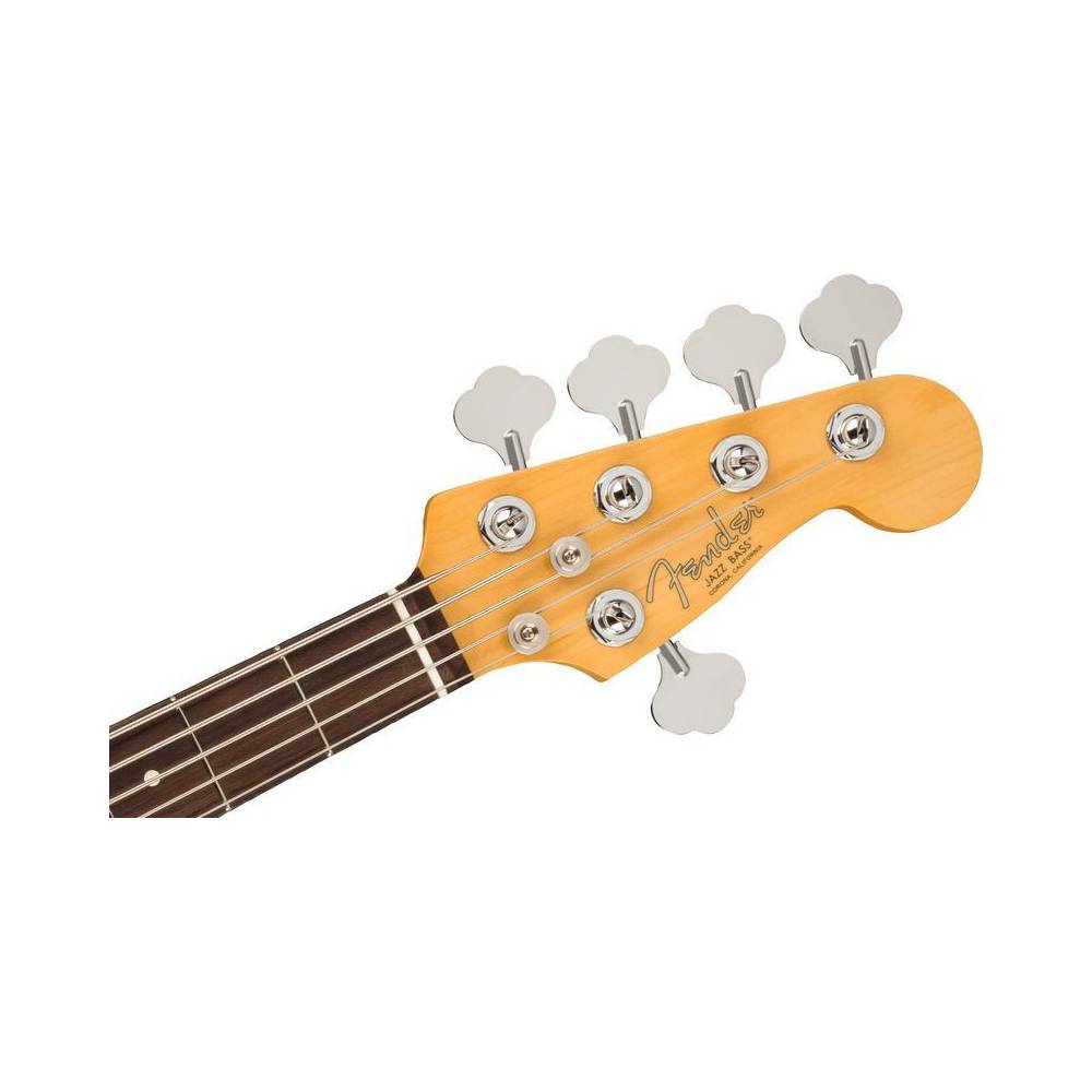Fender American Professional II Jazz Bass V Olympic White RW 5-snarige elektrische basgitaar met koffer