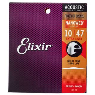Elixir 16002 Acoustic Phosphor Bronze Nanoweb Extra Light 10-47