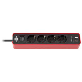 Brennenstuhl Ecolor 4-voudig USB rood-zwart