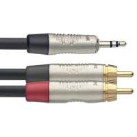 Stagg NYC3/MPS2CMR RCA naar stereo mini-jack kabel 3 meter