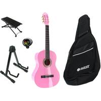 LaPaz 002 PI klassieke gitaar 4/4-formaat roze + accessoires