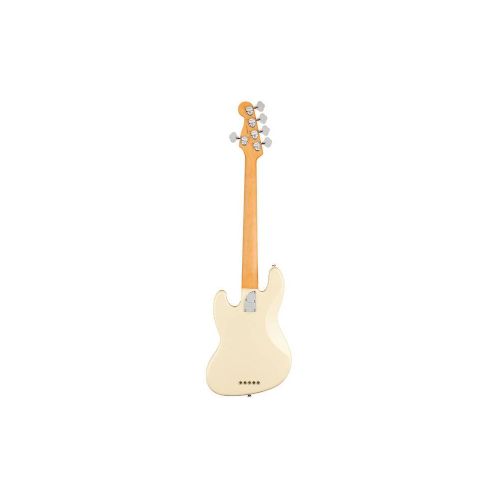 Fender American Professional II Jazz Bass V Olympic White RW 5-snarige elektrische basgitaar met koffer