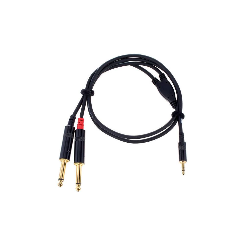 Cordial CFY0.9WPP Intro verloopkabel jack 3.5mm TRS-2x 6.3mm TS 0.9m zwart