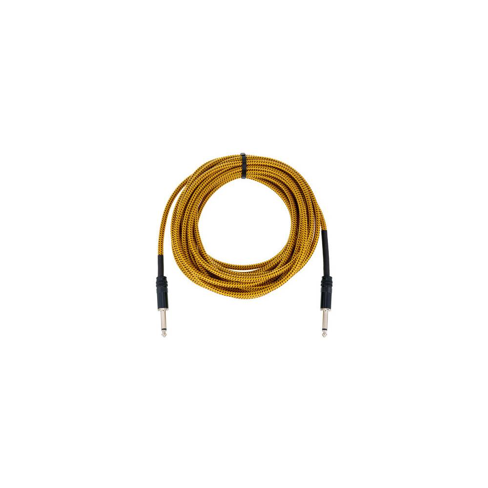 Cordial EI7.5PP-TWEED-YE Elements instrumentkabel 6.3 TS jack recht 7.5m tweed geel